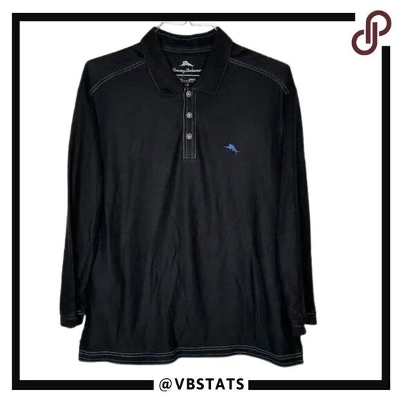 Tommy Bahama Charcoal Black 3/4 Sleeve Supima Shirt in Size Large - Picture 1 of 6